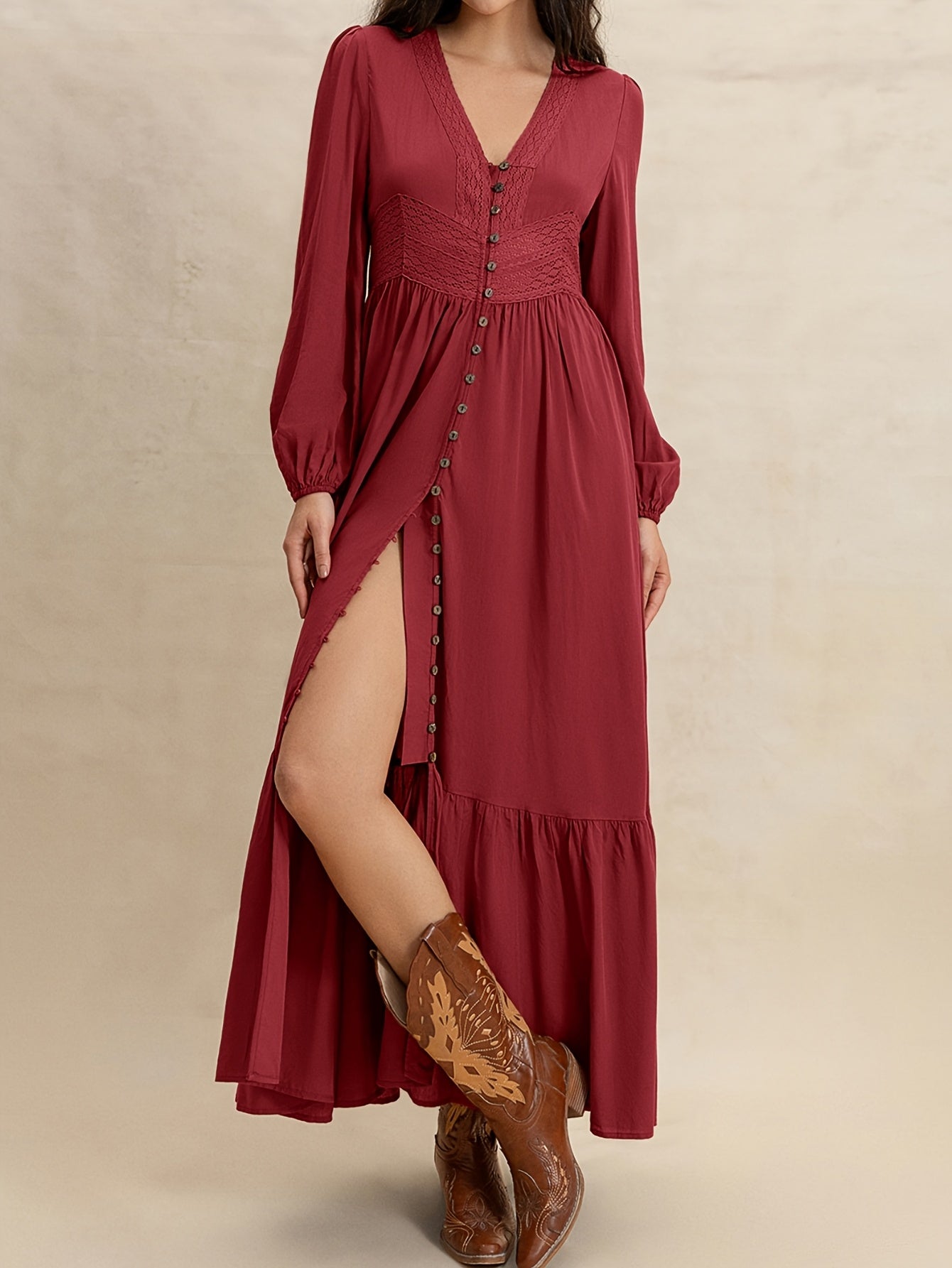 Patricia | Bohemian Vintage Jurk Met V-Hals