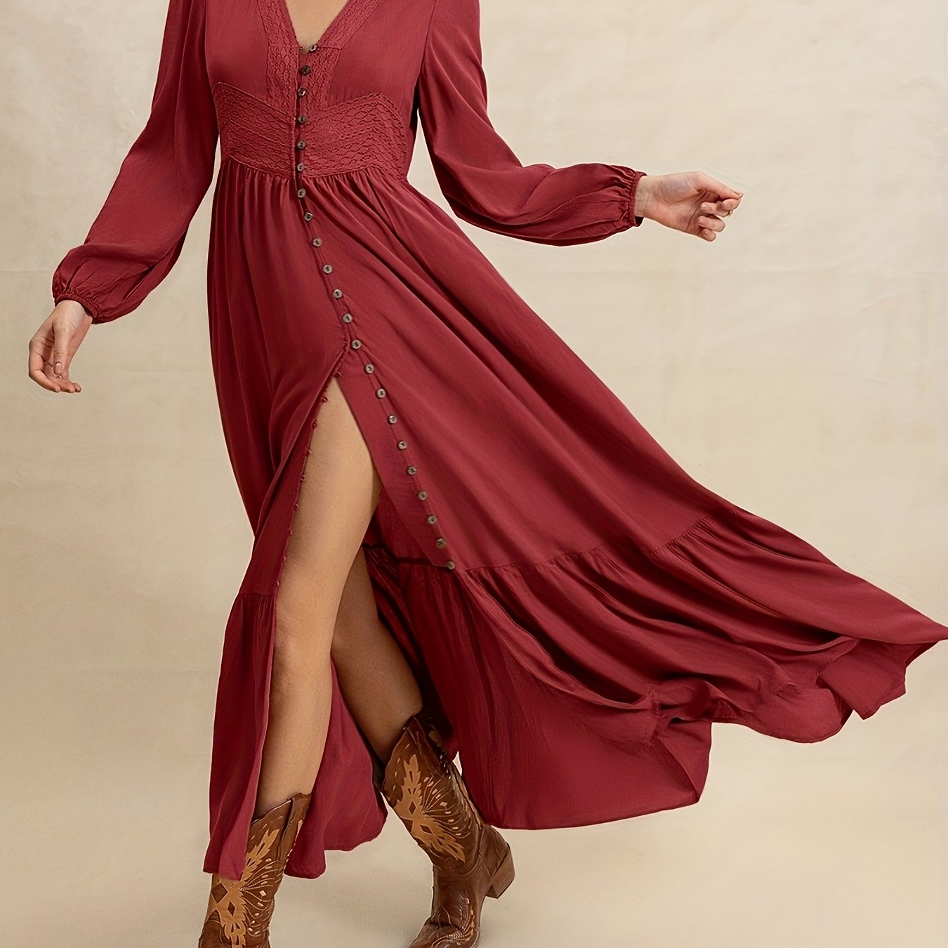 Patricia | Bohemian Vintage Jurk Met V-Hals