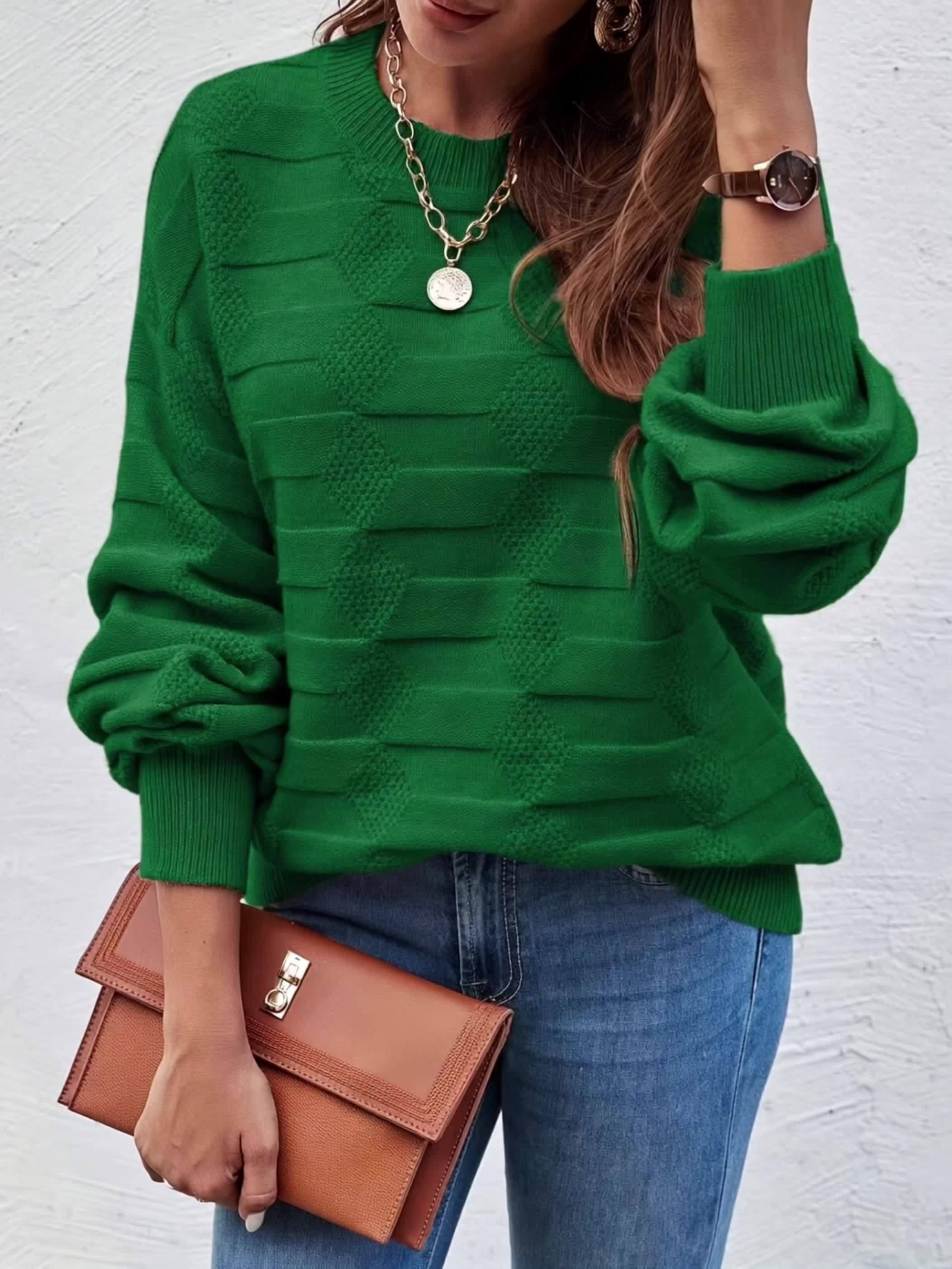 Karin | Casual Gebreide Trui Met Ronde Hals