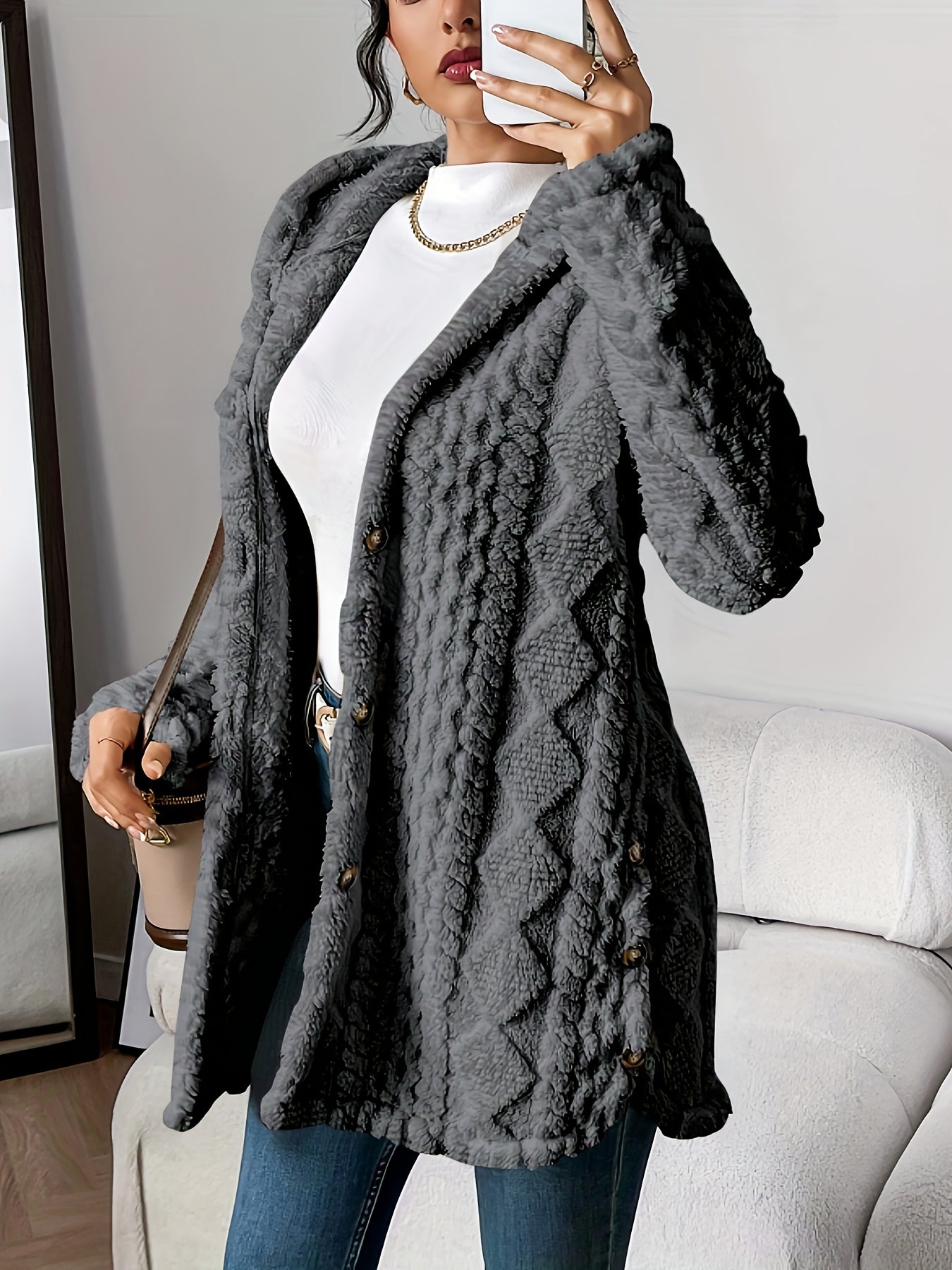 Dora | Lange Pluche Cardigan