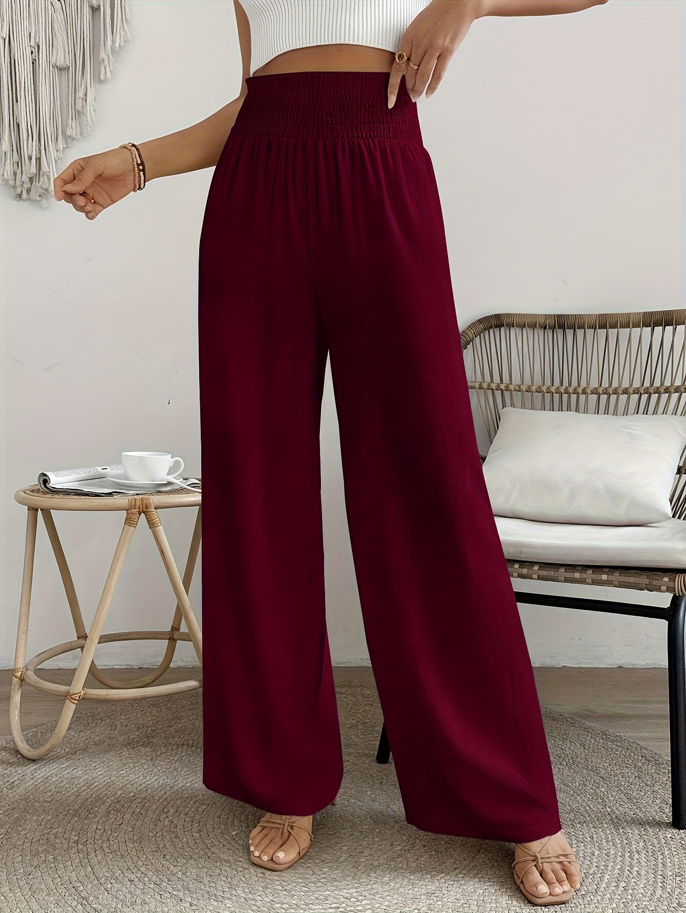 Ella | Casual Losse Broek Met Effen Kleur