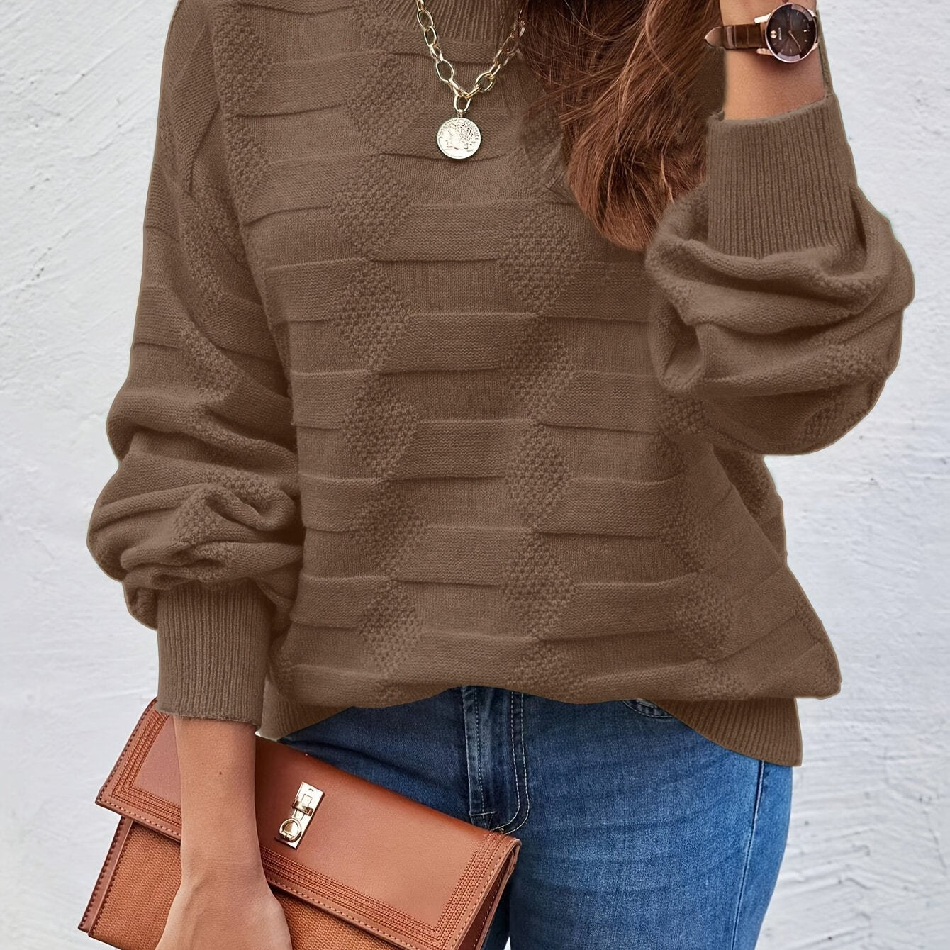 Karin | Casual Gebreide Trui Met Ronde Hals