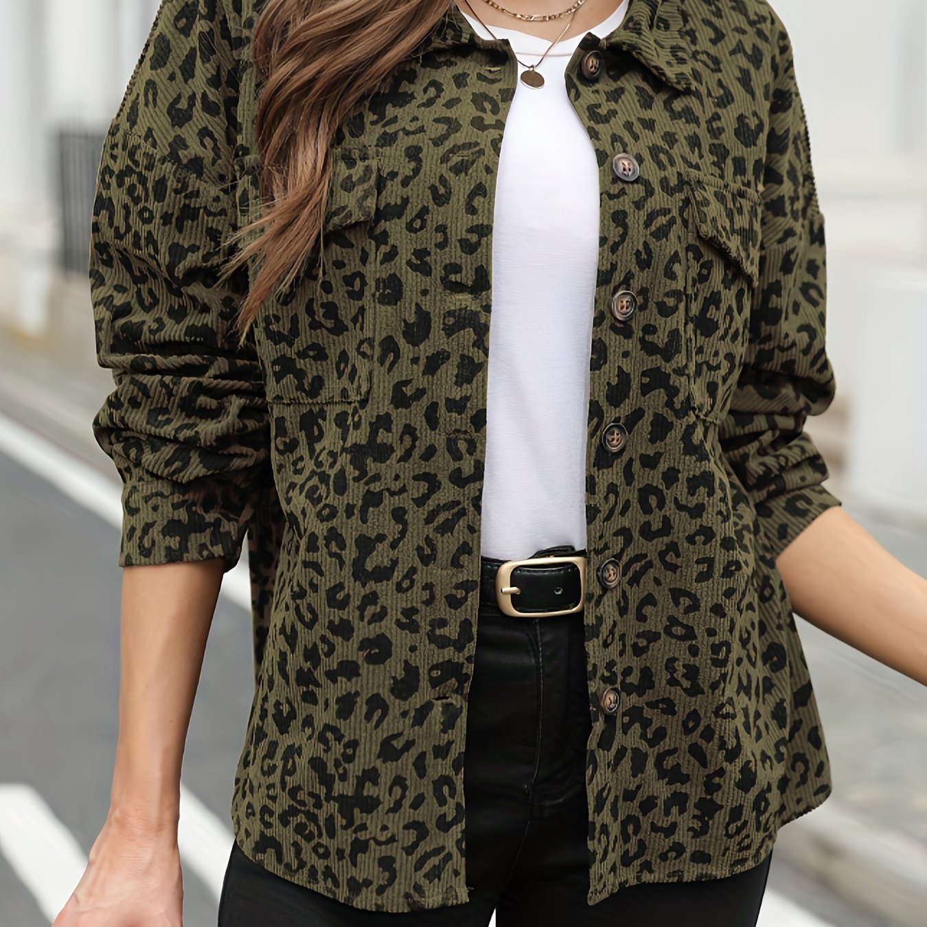 Sanneke | Chic Corduroy Jas Met Zakken En Knopen