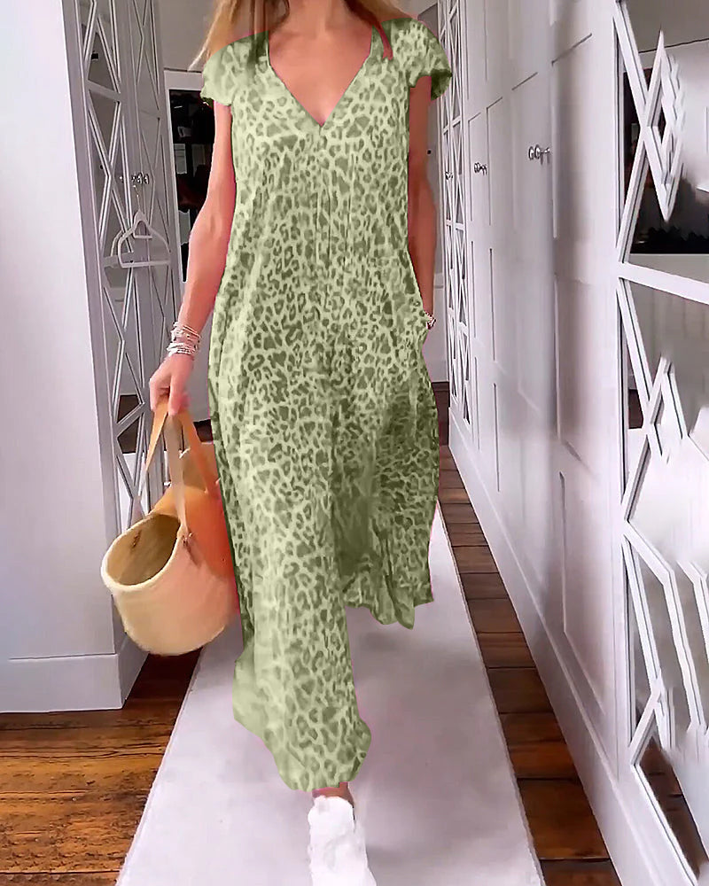 Stella | Ademend Maxi-Jurk Met V-Hals En Zakken