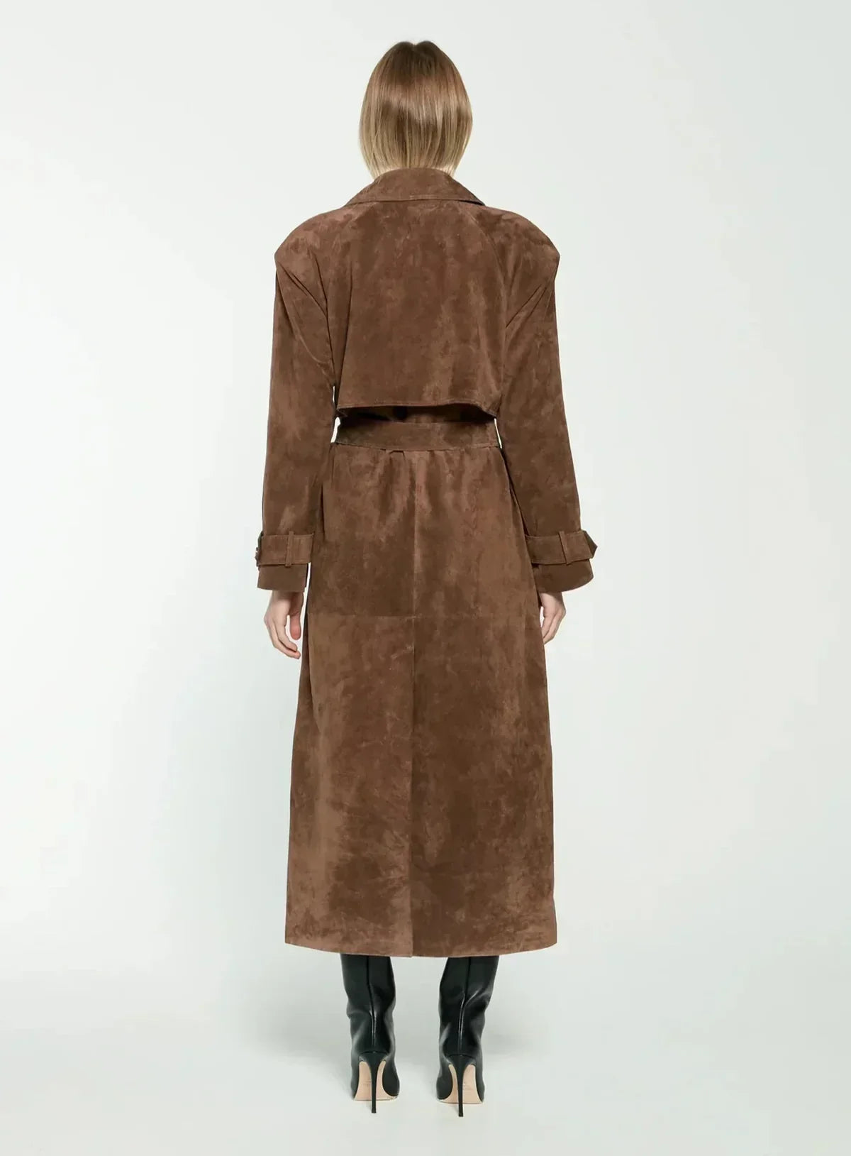 Marga | Lange Trenchcoat van Zachte Imitatiesuède