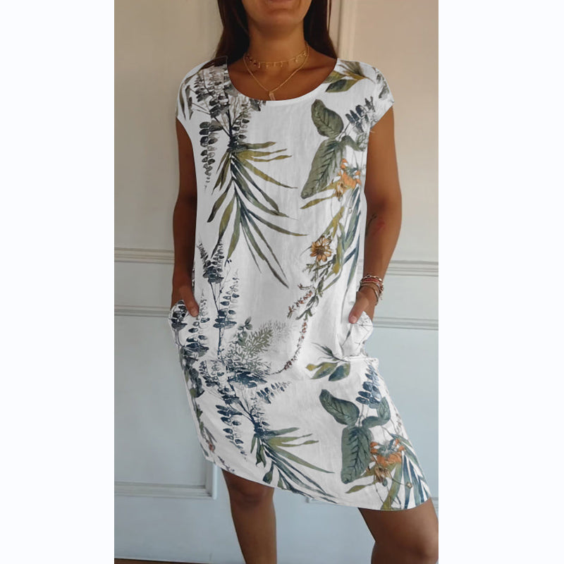 Ellie | Jurk met bloemenprint en ronde hals