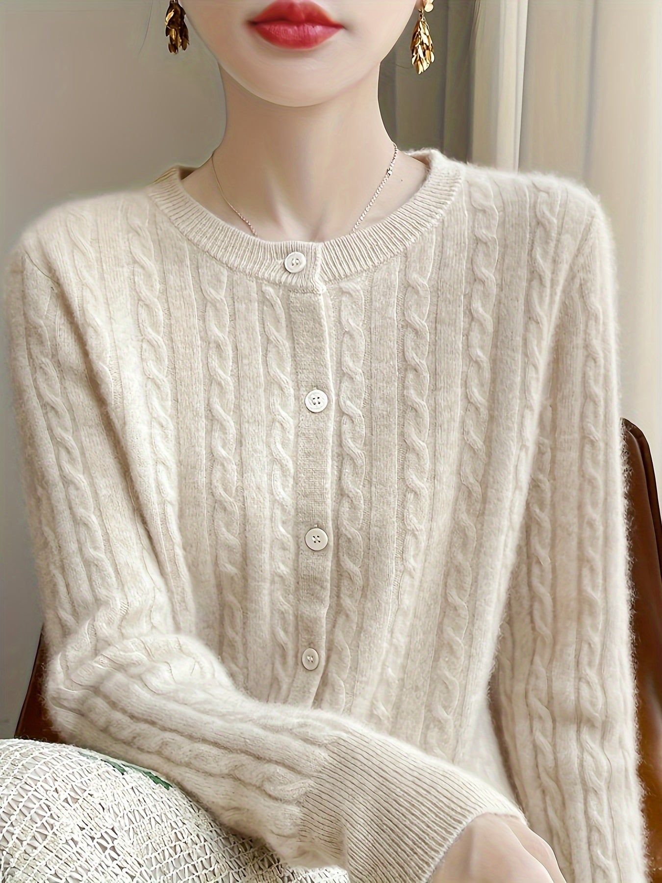 Sjoukje | Elegante Gebreide Trui Met Knoopsluiting