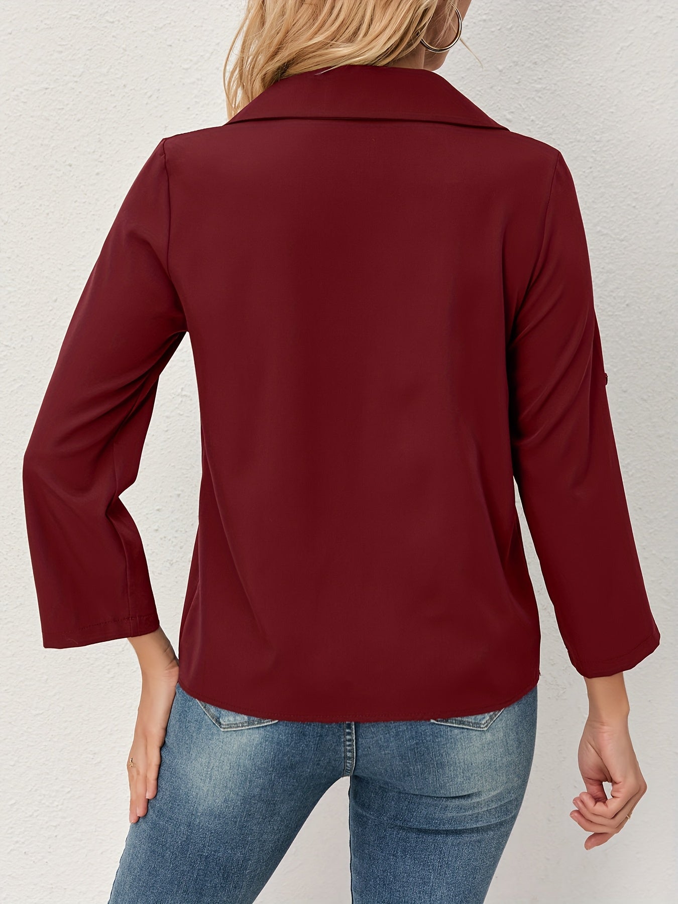 Suzy | Elegante Effen Blouse Met Lange Mouwen