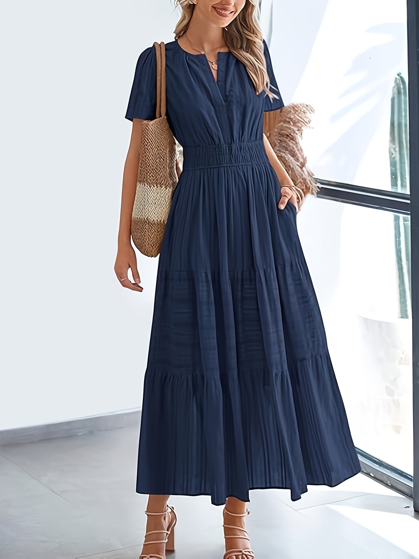 Viola | Elegante Maxi Jurk Met V-Hals