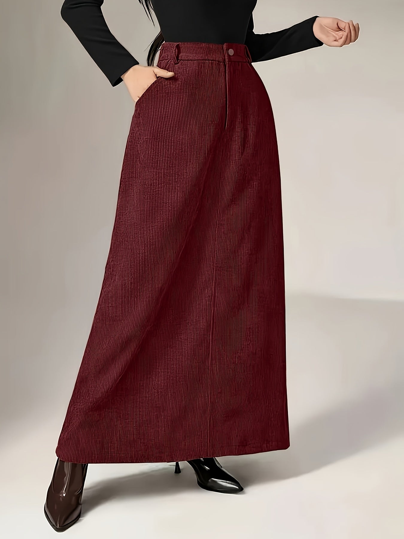 Willeke | Dames Vintage Corduroy Rok Met Zakken