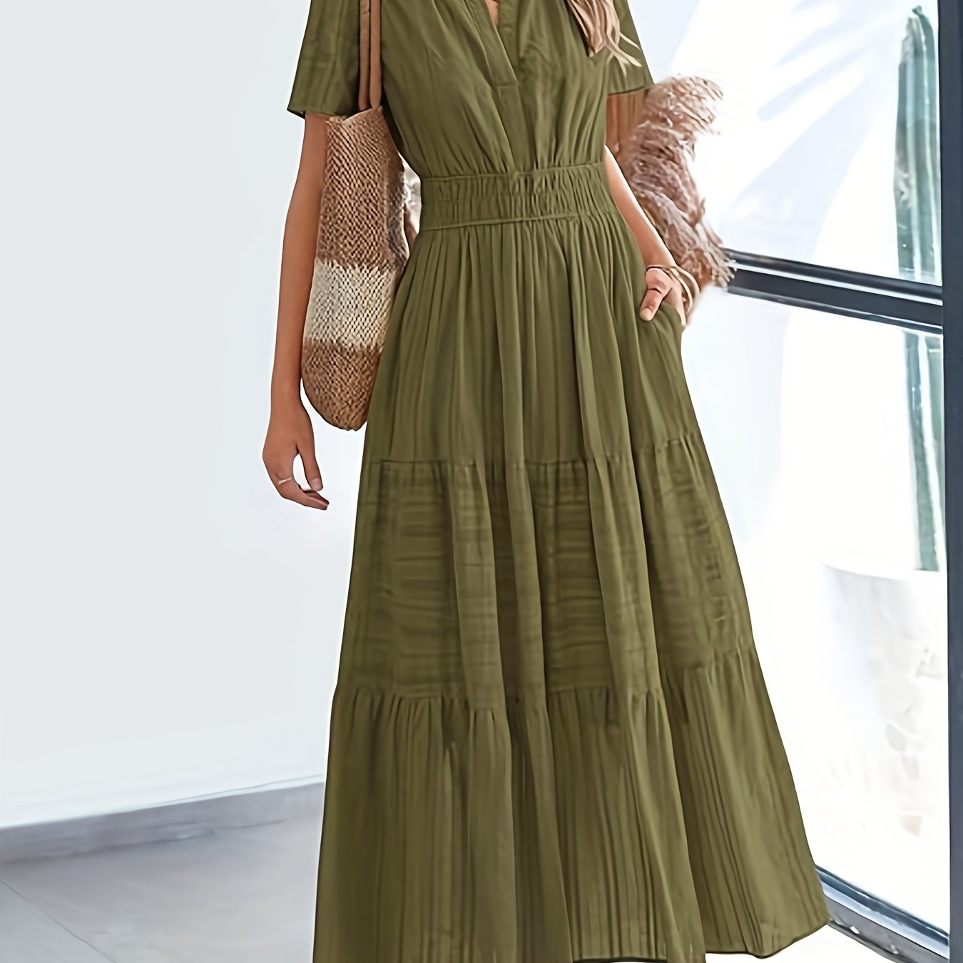 Viola | Elegante Maxi Jurk Met V-Hals