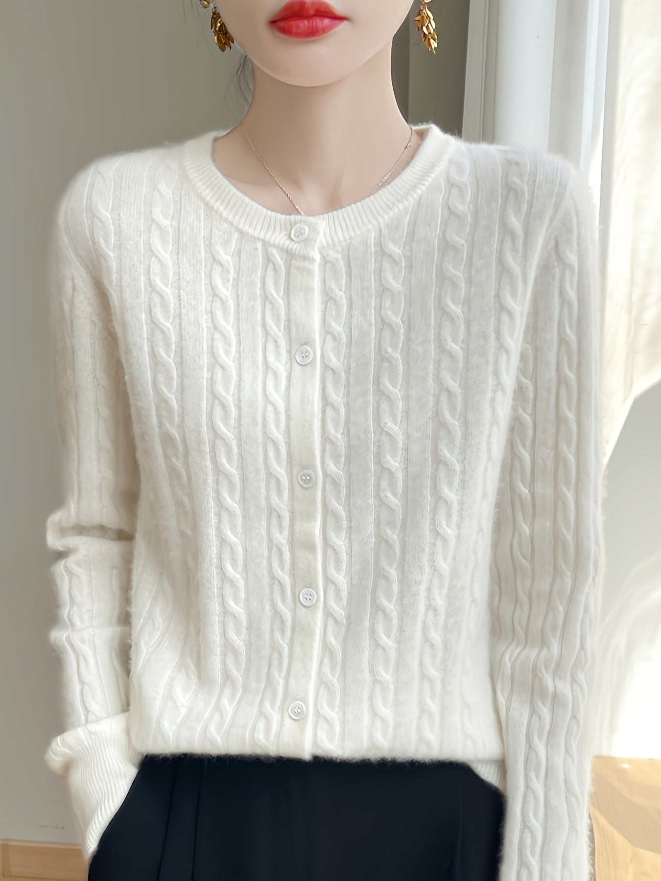 Sjoukje | Elegante Gebreide Trui Met Knoopsluiting