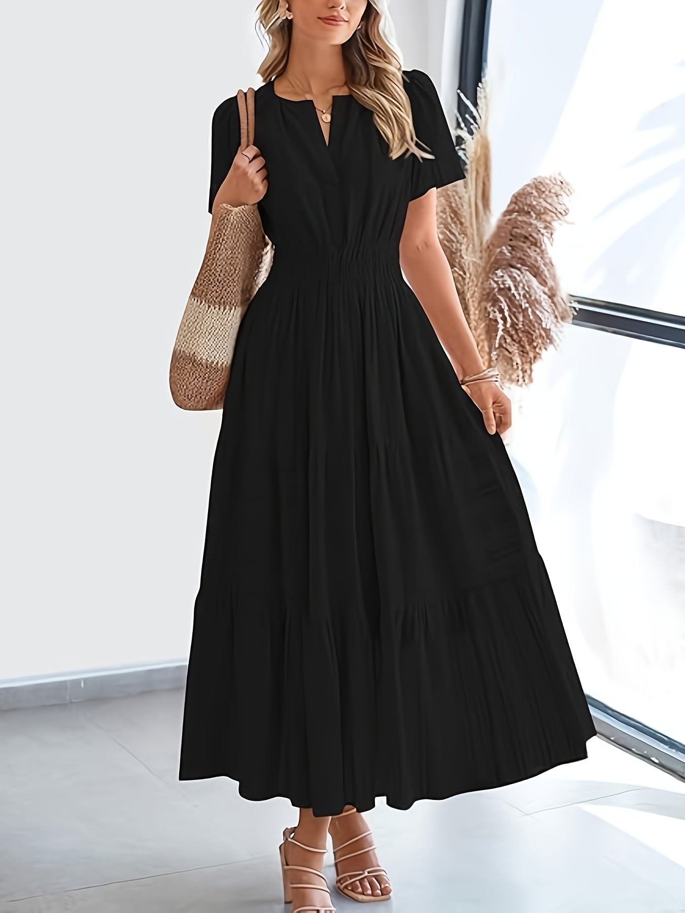 Viola | Elegante Maxi Jurk Met V-Hals