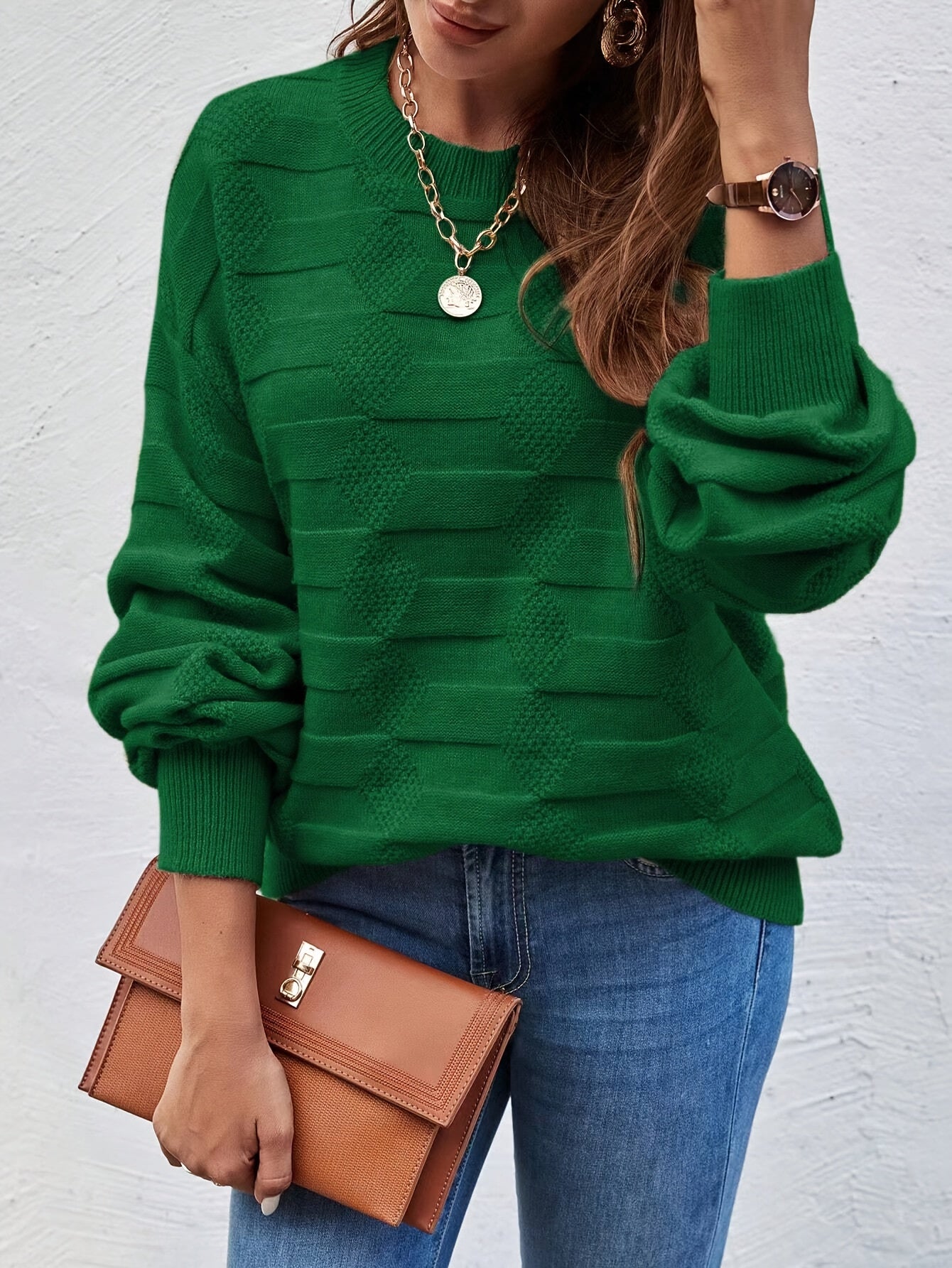 Karin | Casual Gebreide Trui Met Ronde Hals