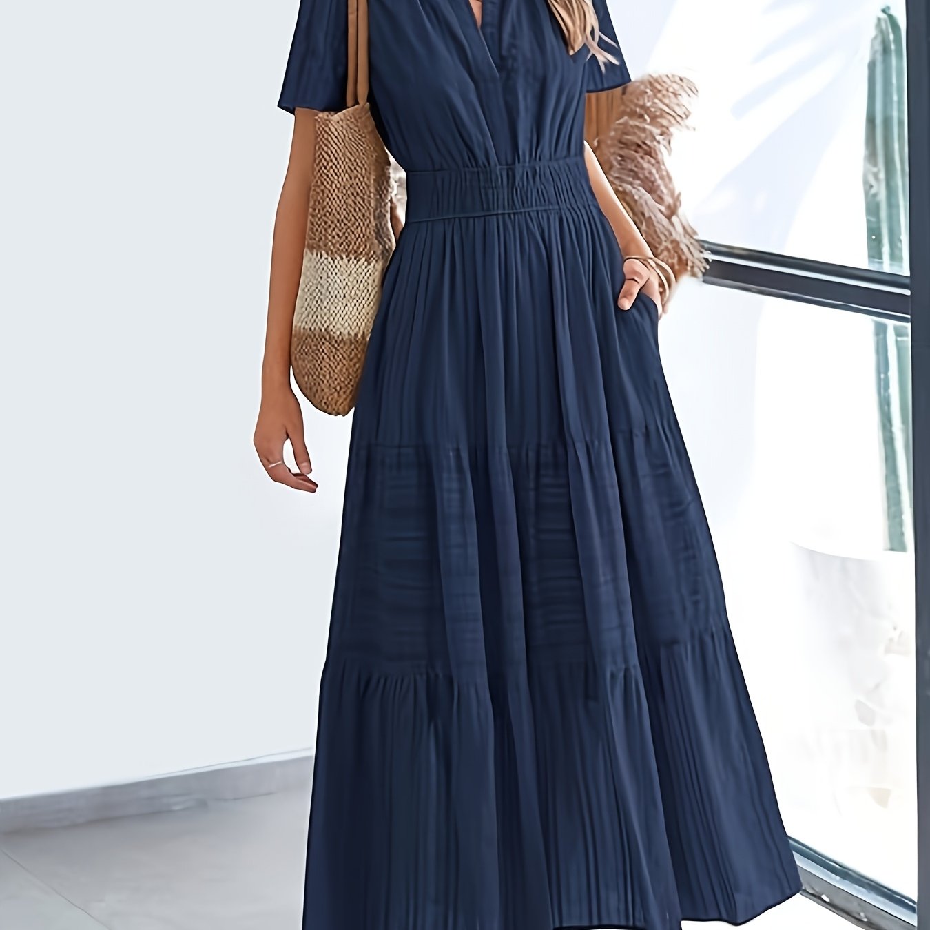 Viola | Elegante Maxi Jurk Met V-Hals