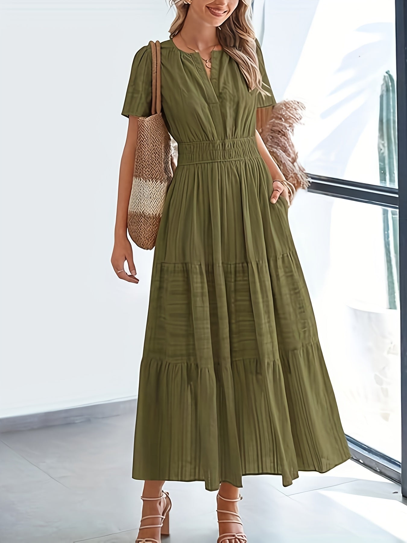 Viola | Elegante Maxi Jurk Met V-Hals