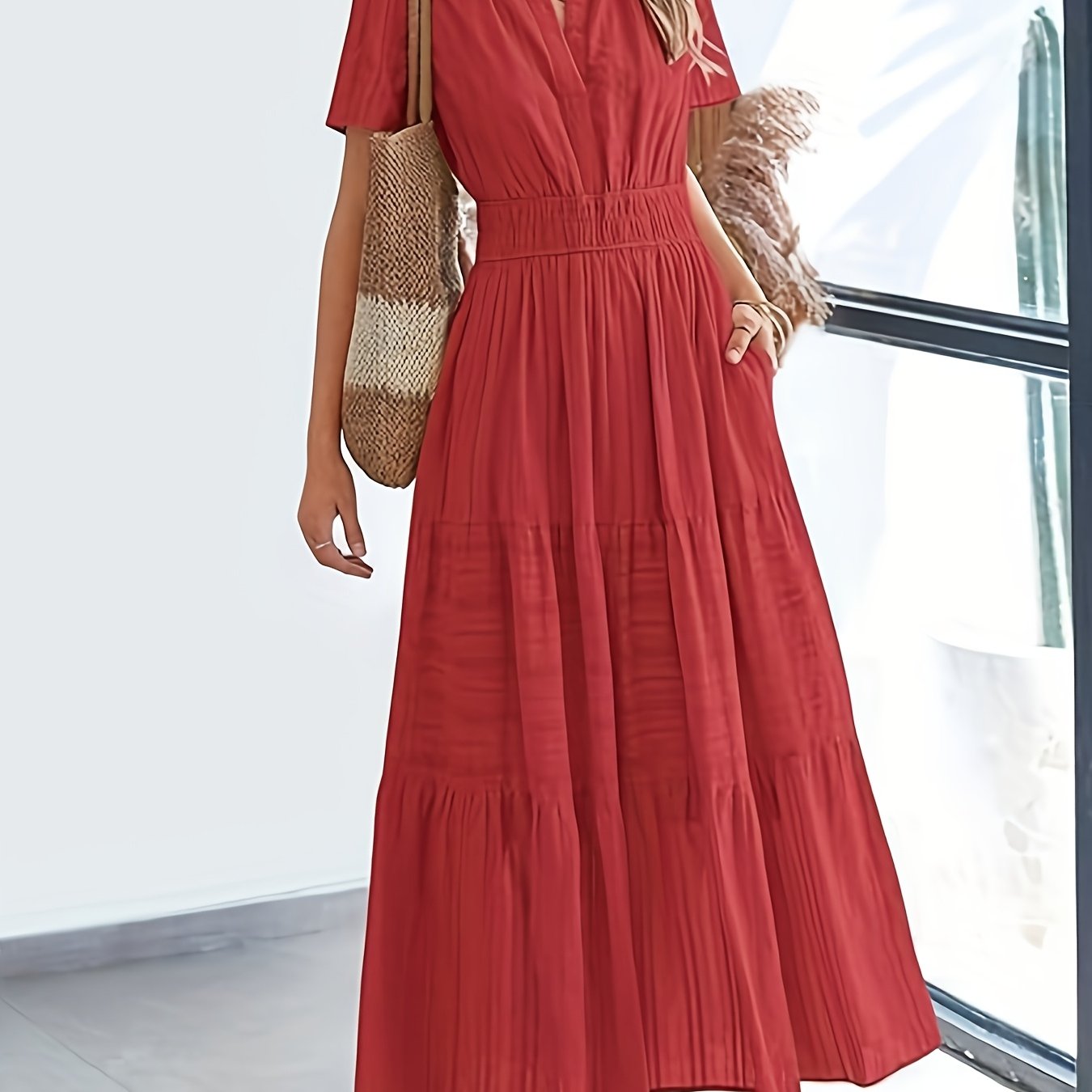 Viola | Elegante Maxi Jurk Met V-Hals