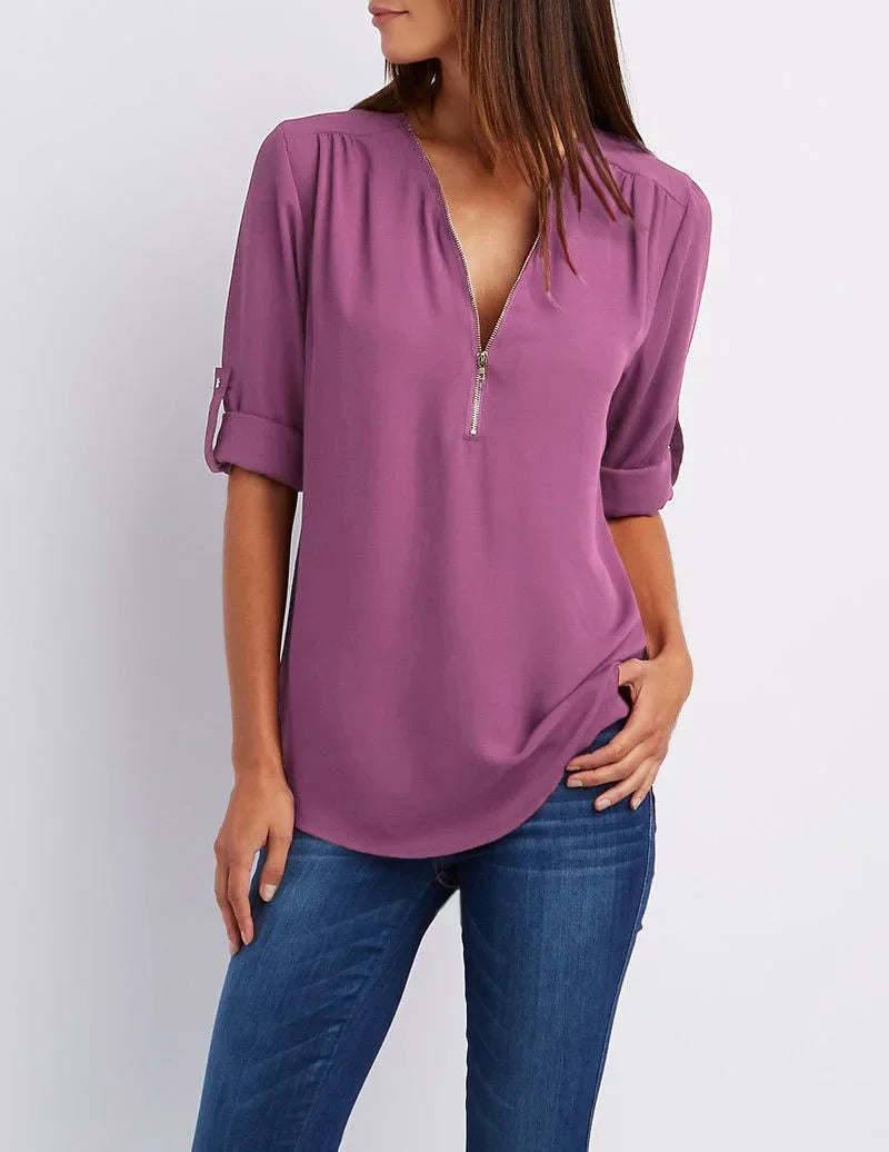 Renate | Elegante zomertop met ritssluiting