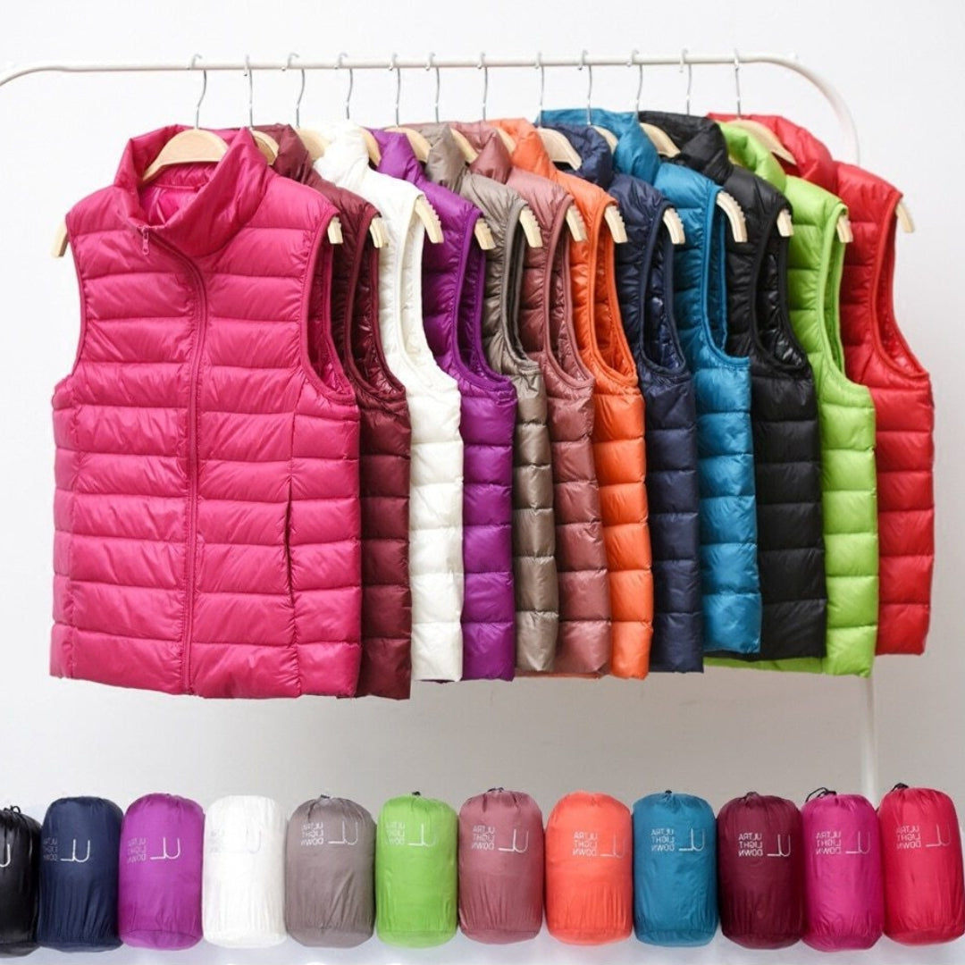 Valerie | Lichtgewicht Waterdicht Gilet Met Witte Eendendons