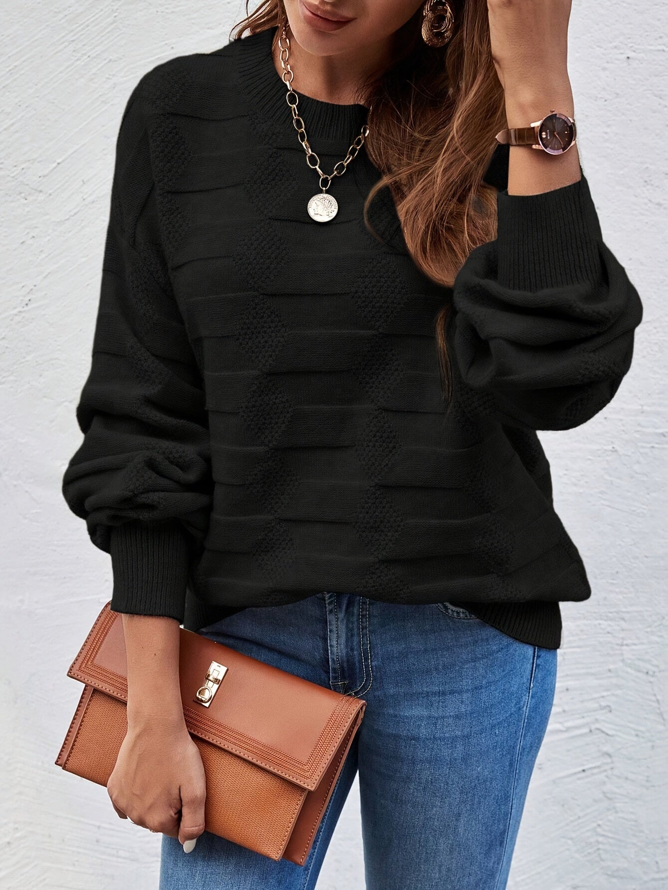 Karin | Casual Gebreide Trui Met Ronde Hals