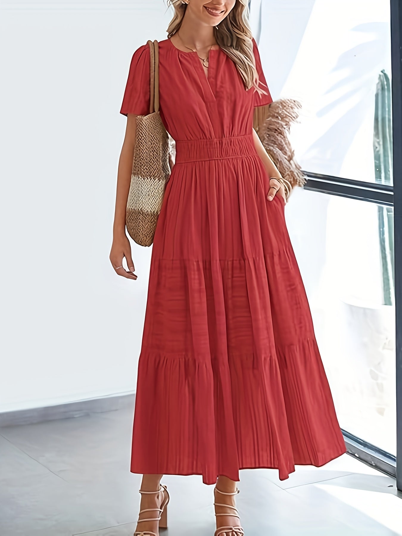 Viola | Elegante Maxi Jurk Met V-Hals