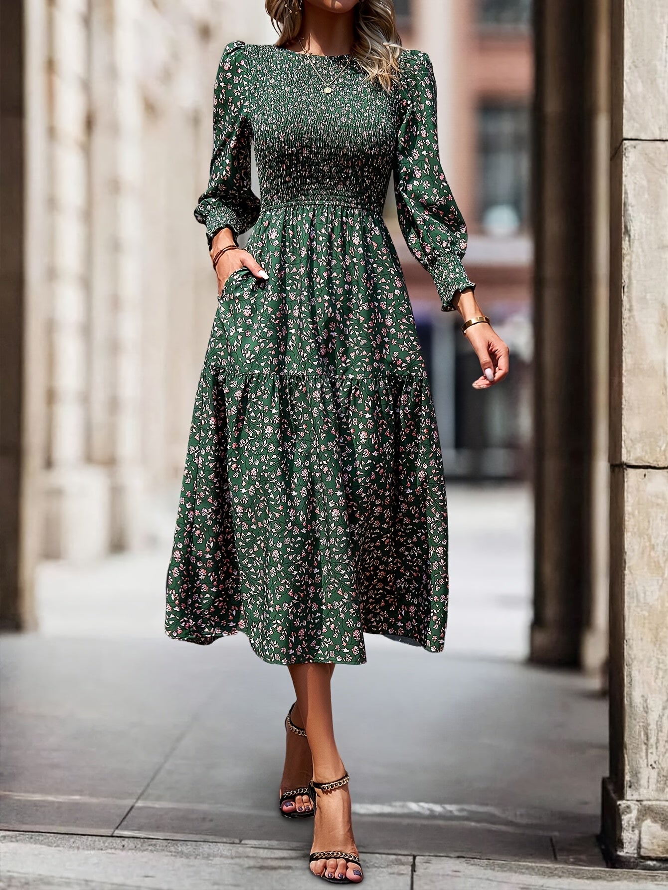 Wendy | Bloemenprint Midi Jurk