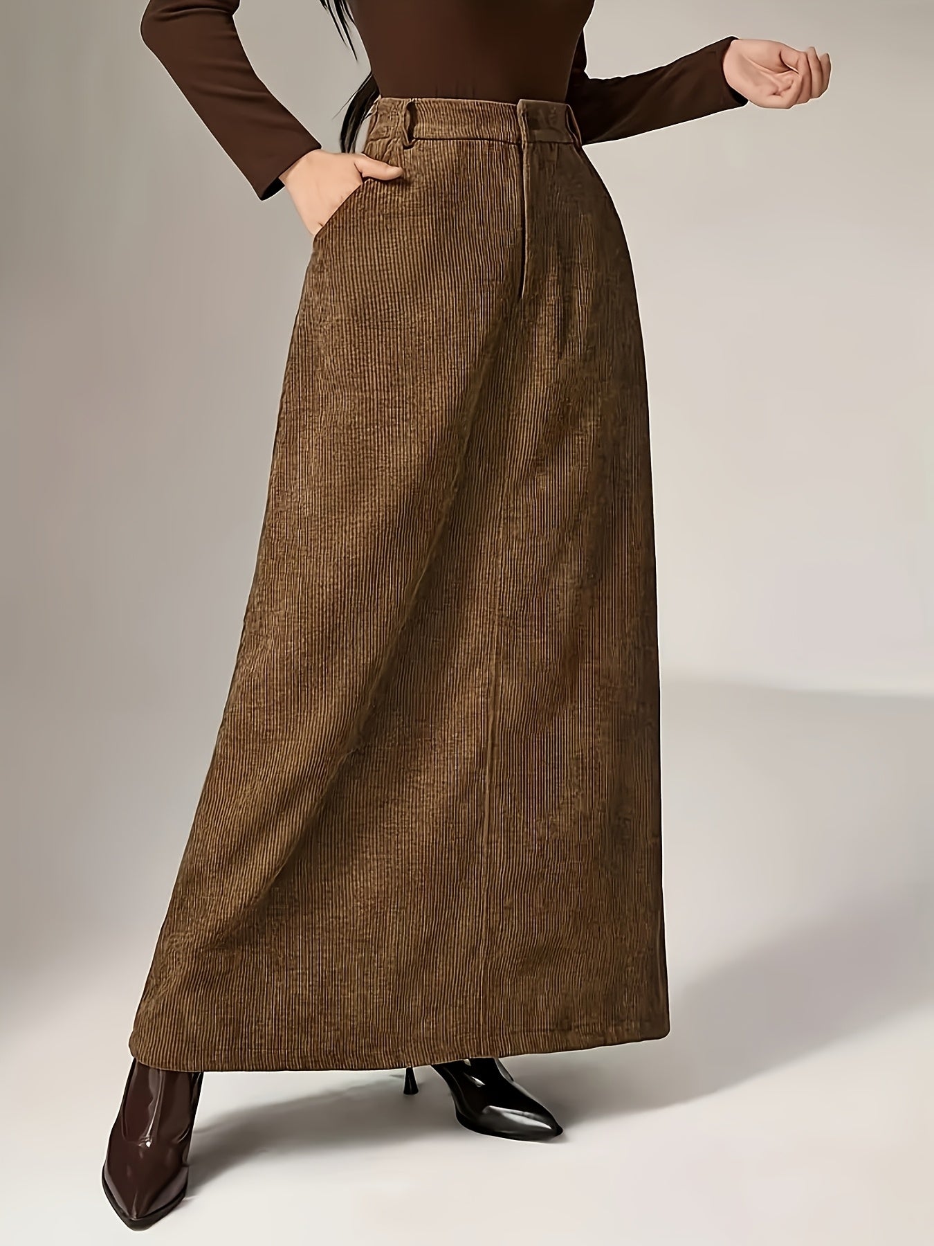 Willeke | Dames Vintage Corduroy Rok Met Zakken