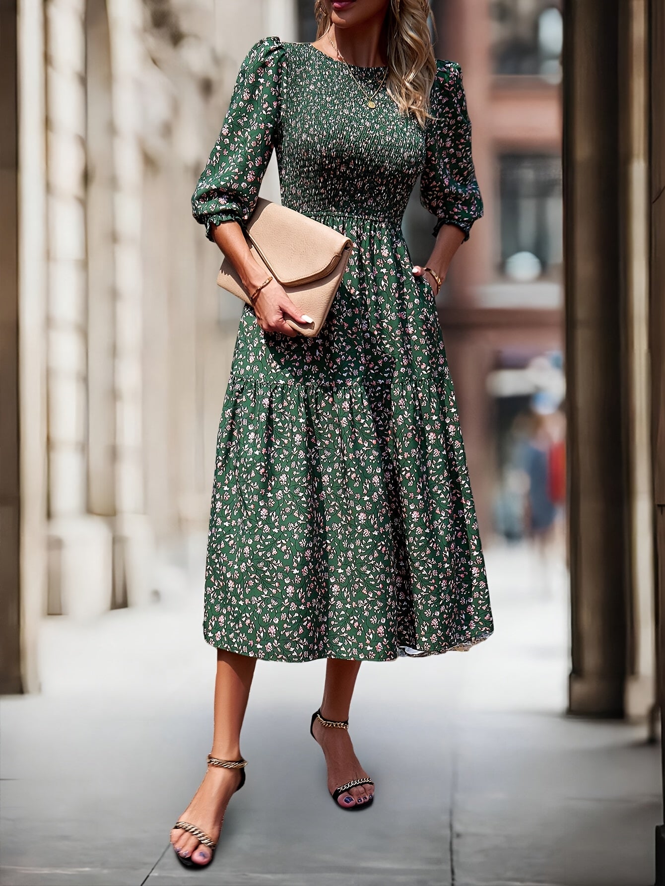 Wendy | Bloemenprint Midi Jurk