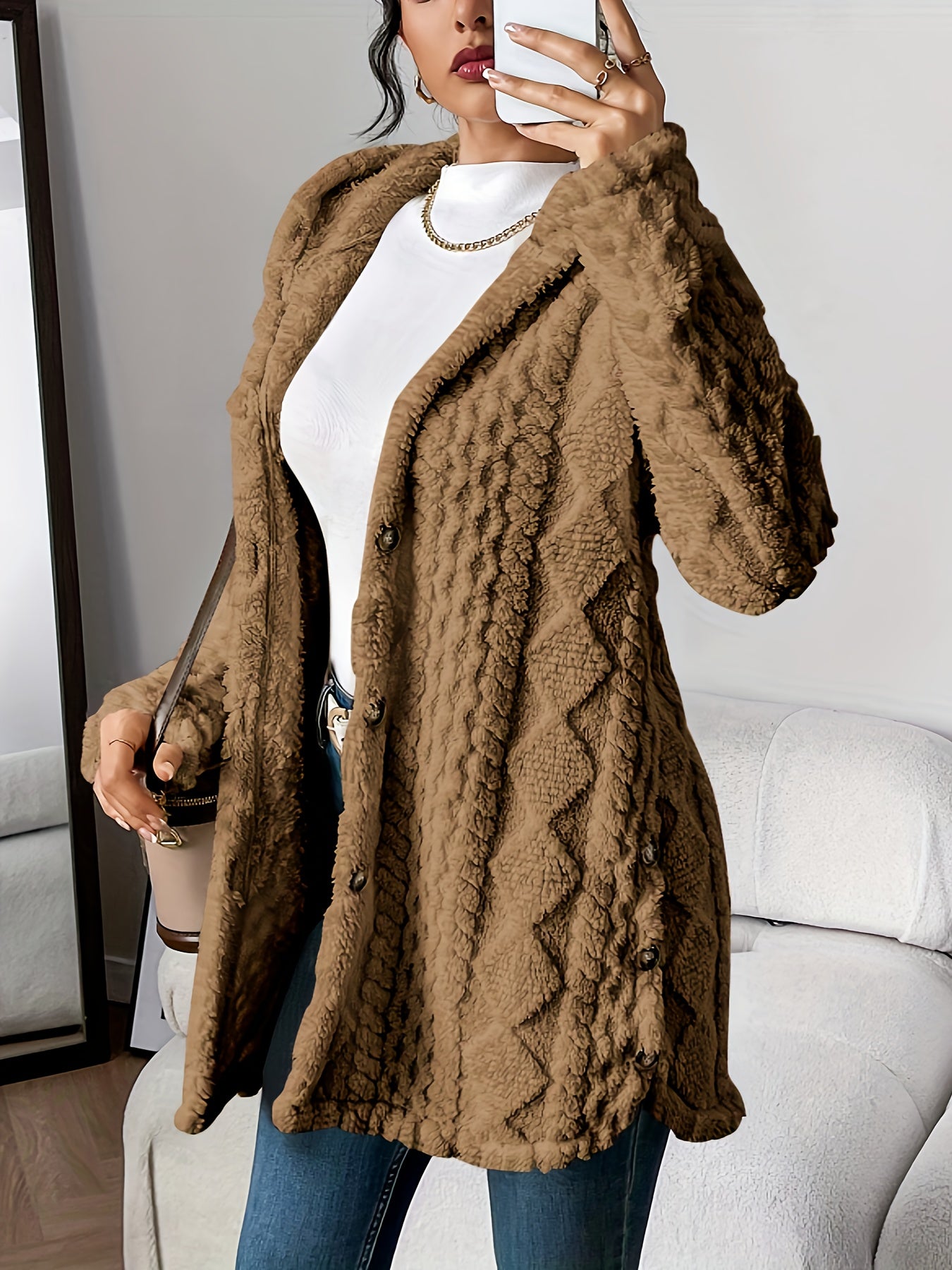 Dora | Lange Pluche Cardigan