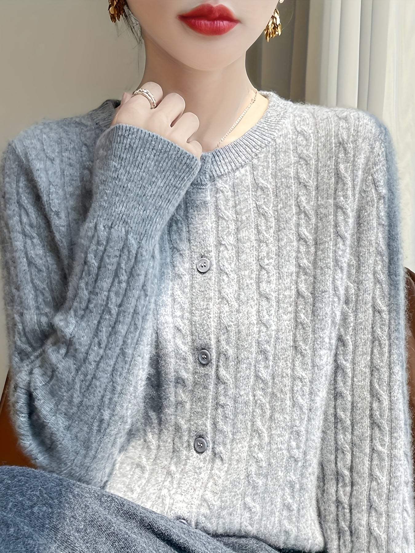 Sjoukje | Elegante Gebreide Trui Met Knoopsluiting