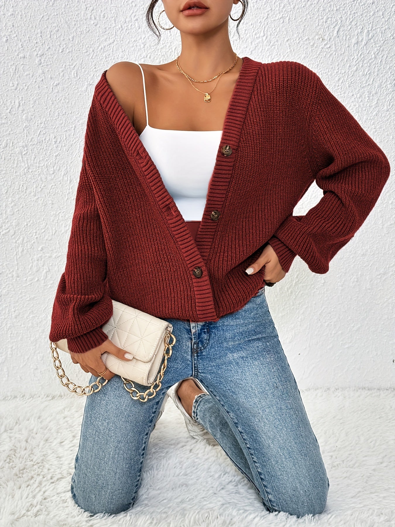 Hanna | Grofgebreid Vest Met Knopen