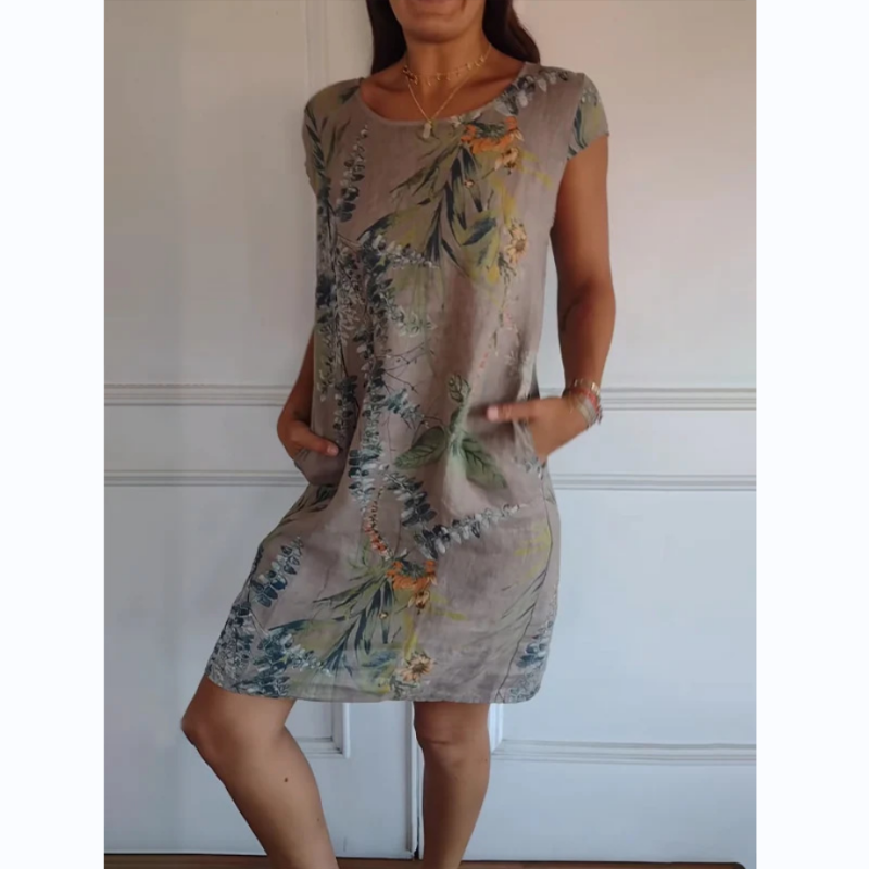 Ellie | Jurk met bloemenprint en ronde hals