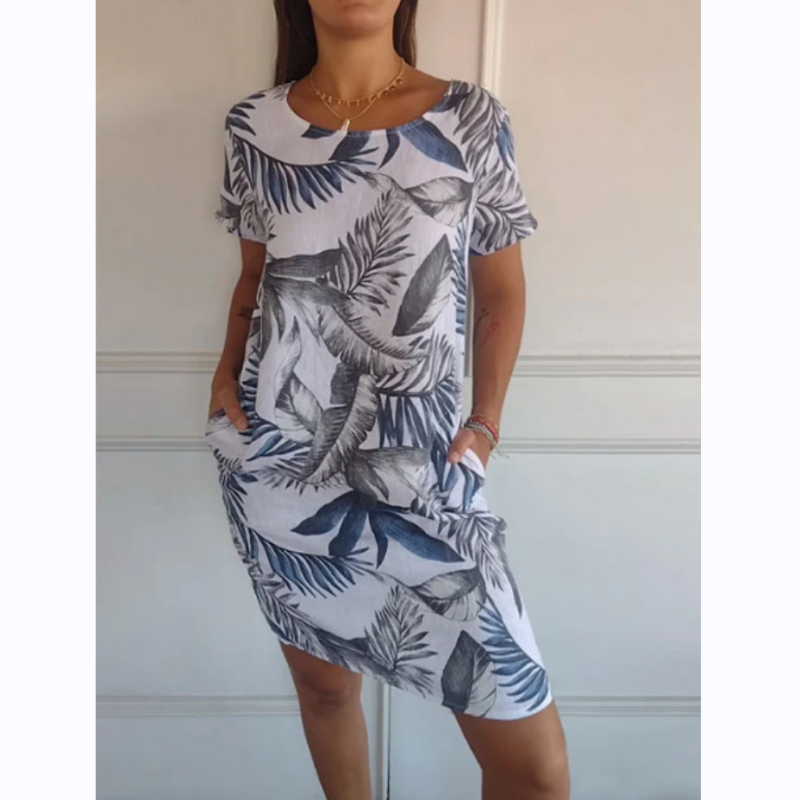 Ellie | Jurk met bloemenprint en ronde hals